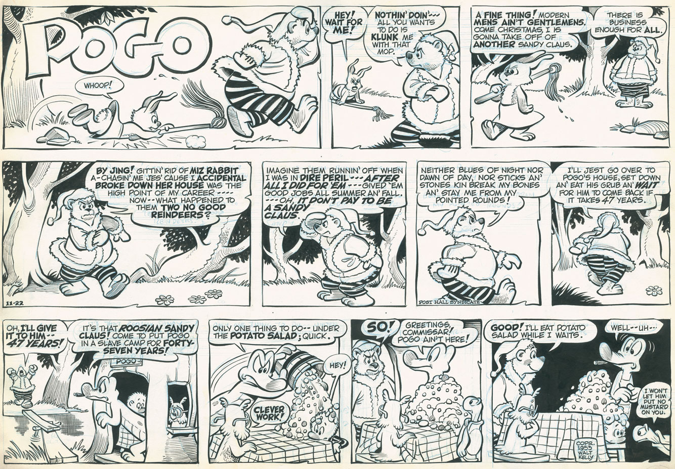 original Pogo comic art by Walt Kelly original handdrawn artwork